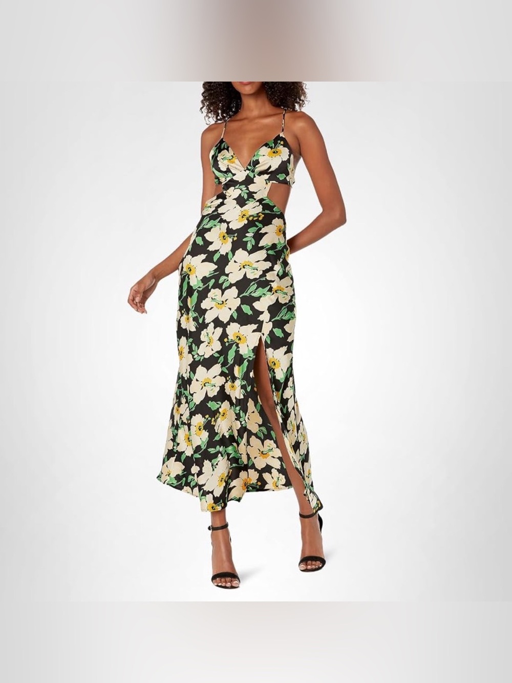 ASTR the label black floral midi dress‎ size small
